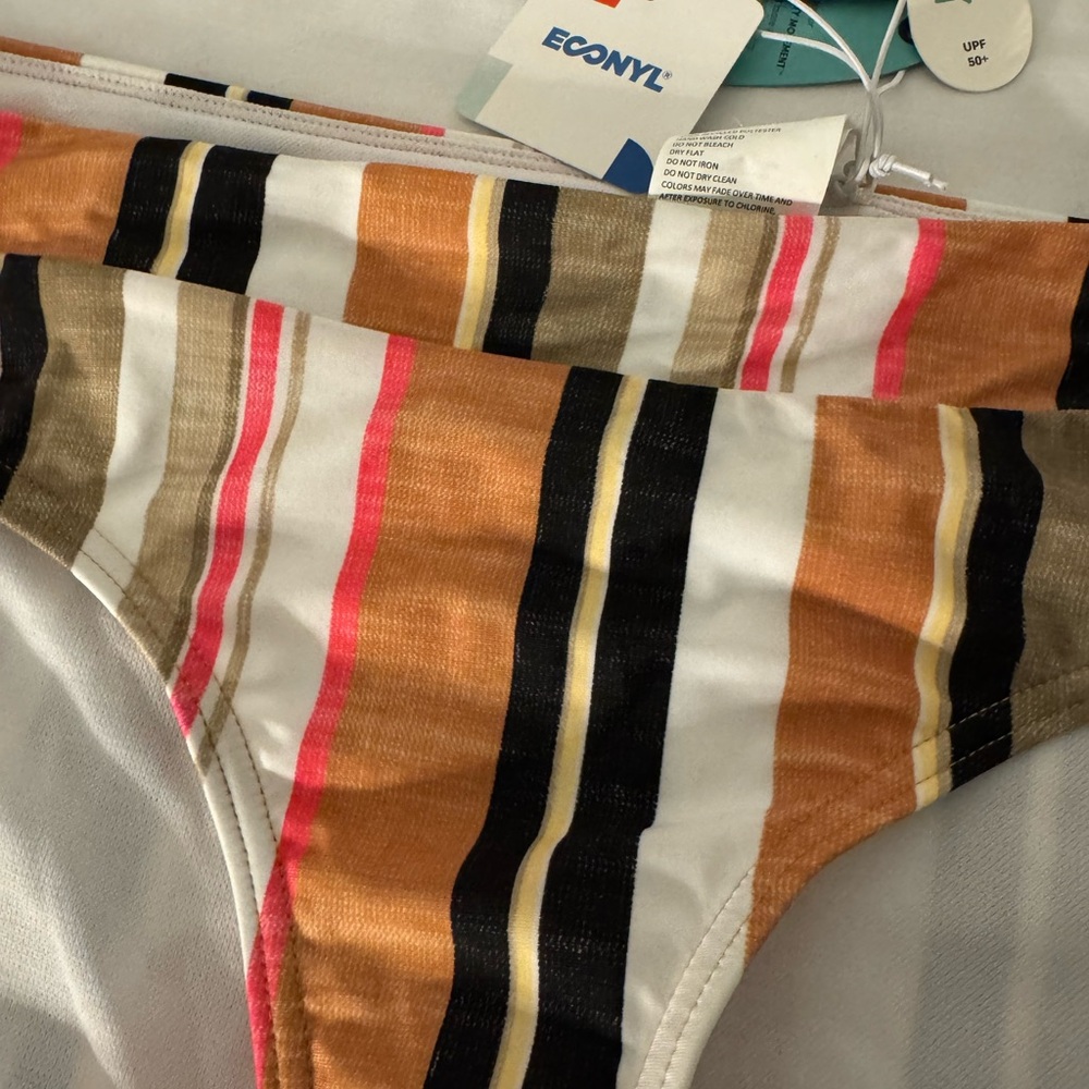 PrAna Presolana Striped UPF 50+ Hipster Swim Bottom Women's Size  L NWT